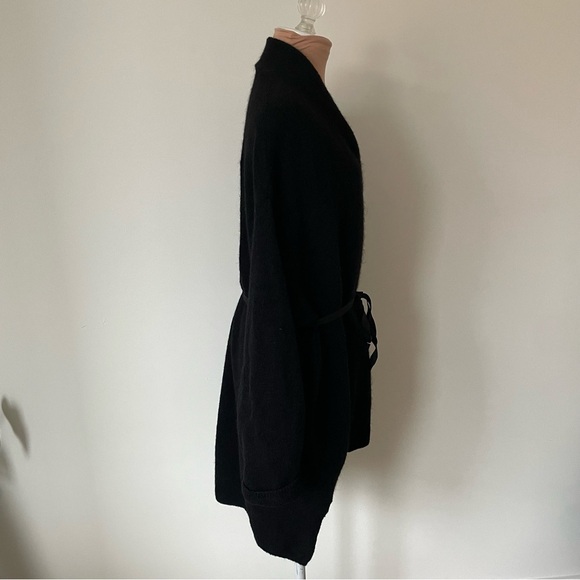 Anthropologie Moth Black Long Sleeve Wool Blend Tie Front Vallon Cardigan Sz M - Picture 8 of 12